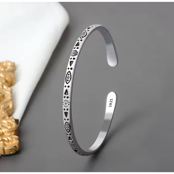 NEW Engraved 925 Sterling Silver Adjustable Cuff‎ Bracelet - Picture 14 of 16